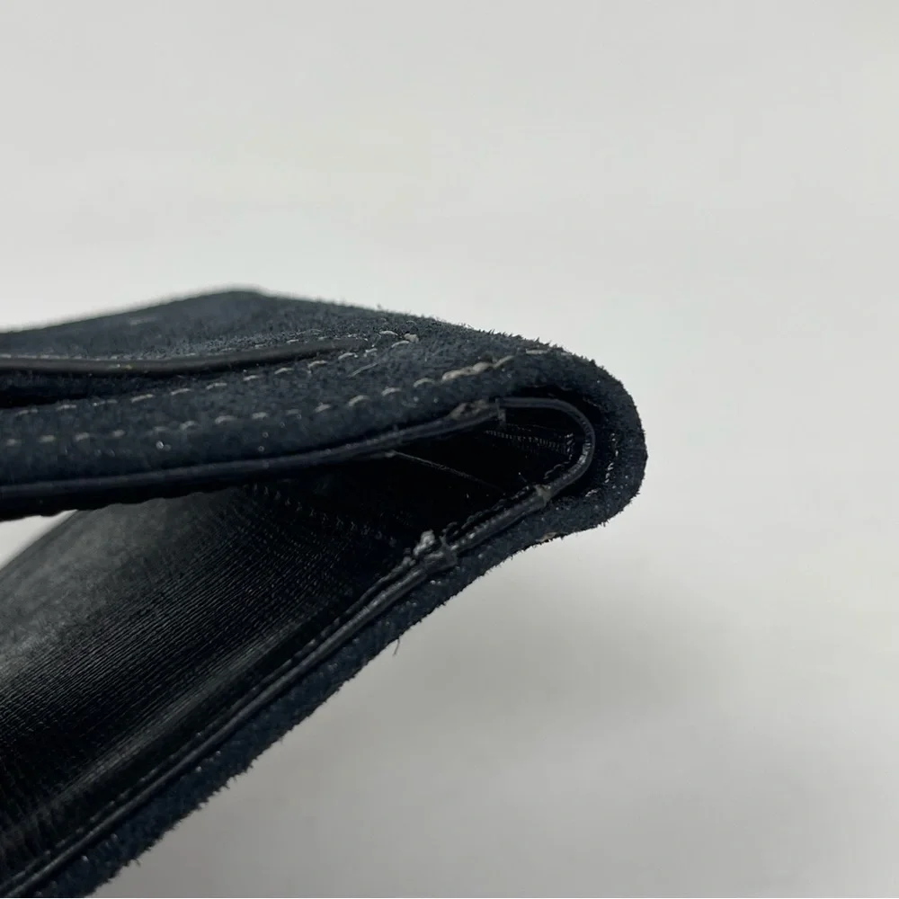 Fossil Madison Bifold Wallet Black Shimmer Nubuck Suede RFID Zippered Coin Pouch - Picture 7 of 11